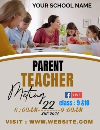 Grey Maximalist Parent Teacher Meeting Flyer template