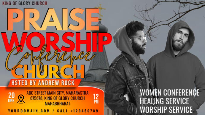 Grey Maximalist Praise Worship  Digital Display (16:9) template