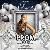 Grey Maximalist Prom Send Off Instagram Post Instagram-opslag template