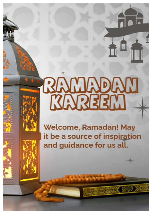Grey Maximalist Ramadan Kareem  A4 template