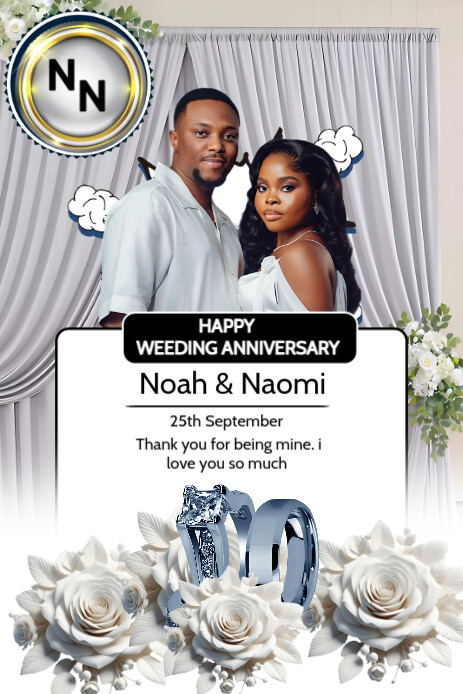 Grey Maximalist Save The Date, Wedding Anniversary, Marriage Invitation, 5th Wedding Anniversary  Pi Ihluzo le-Pinterest template