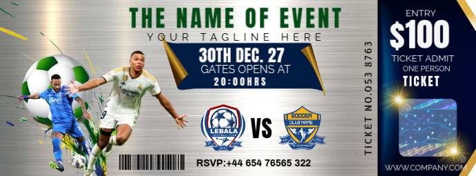 Grey Maximalist Soccer Ticket Facebook Cover Photo template