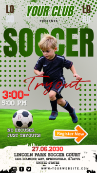 Grey Maximalist Soccer Tryouts Instagram Story template