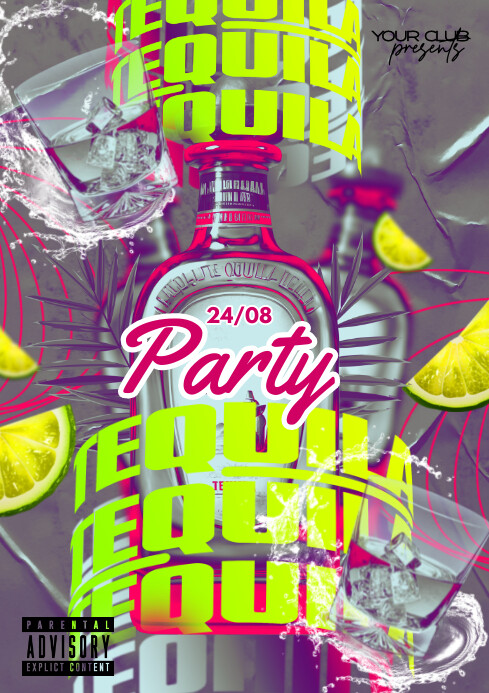 Grey Maximalist Tequila Party A4 template