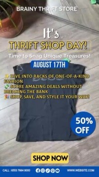Grey Maximalist Thrift Day  Instagram Story template