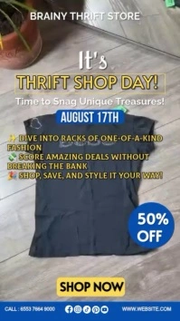 Grey Maximalist Thrift Day  Instagram Story template
