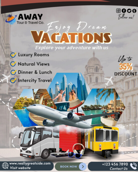 Grey Maximalist Tour And Travel Promotion Instagram Portrait Template ...