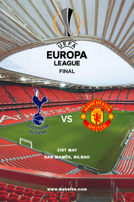 Grey Maximalist Uefa Europa League Finals Manchester United Vs Tottenham Hotspur In May 21st Poster template