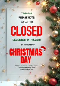 Grey Maximalist We Will Be Closed For Christmas A4 template