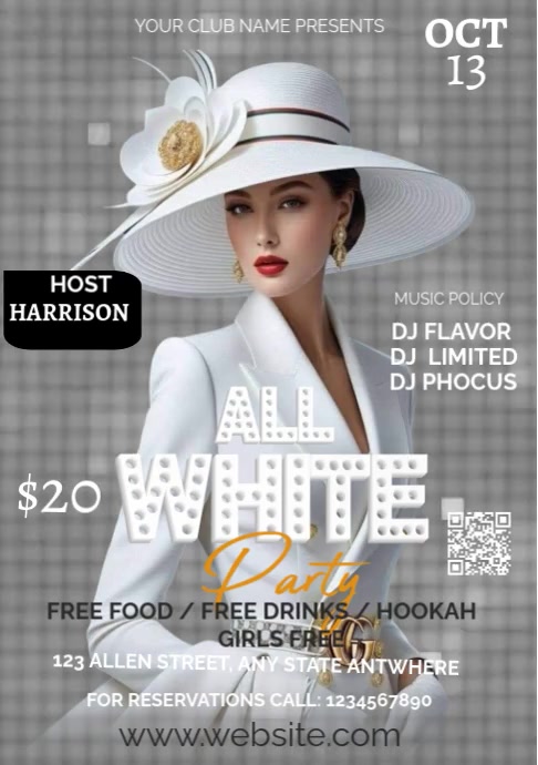 Copy of Grey Maximalist White Party A4 | PosterMyWall