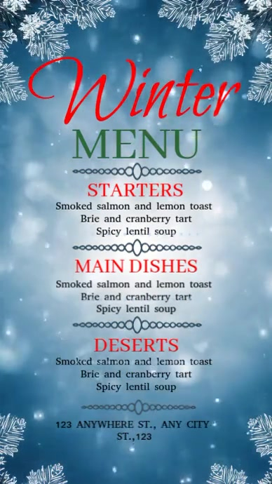 Copy of Grey Maximalist Winter Menu Instagram Story | PosterMyWall