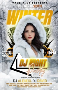 Grey Maximalist Winter Party Half Page Wide 半版 template