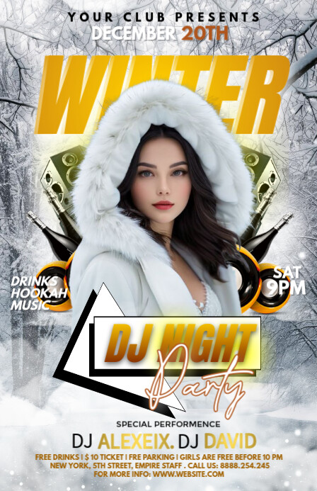 Grey Maximalist Winter Party Half Page Wide Halfbladsy Breed template