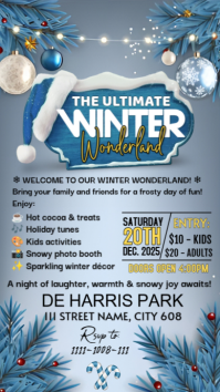 Grey Maximalist Winter Wonderland Party  Instagram Story template