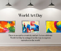 Grey Maximalist World Art Day Medium Rectangle Rectángulo Mediano template