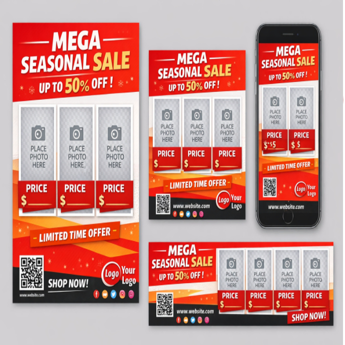 Grey Mega Seasonal Sale Instagram Post Template | PosterMyWall