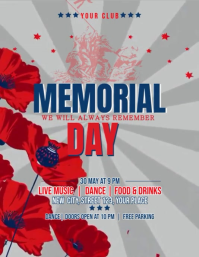 Grey Memorial Day Event Flyer Video Ulotka (US Letter) template