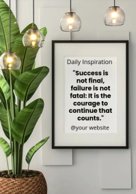Grey Modern & Minimal "Success Is Not Final" Inspirational Quote Wall Frame Design  A5 template