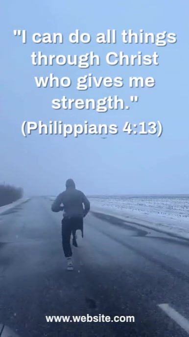 Grey Modern & Minimal “i Can Do All Things – Motivational Bible Verse Video” Digital Display (9:16) template