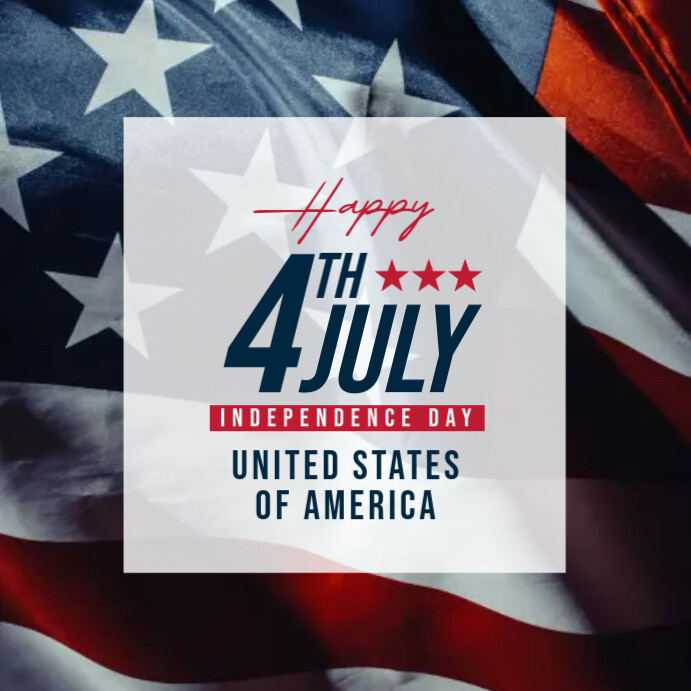 Grey Modern & Minimal 4th Of July Persegi (1:1) 方形(1:1) template