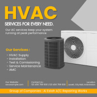 Grey Modern & Minimal Ac Repair And Services Instagram Post template