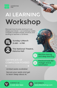 Grey Modern & Minimal Ai Learning Workshop Half Page Wide Halv side bred template