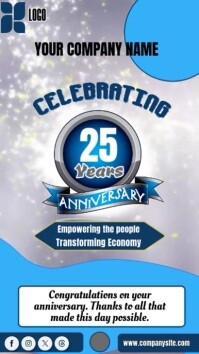 Grey Modern & Minimal Anniversary Celebration  Digital Display (9:16) template
