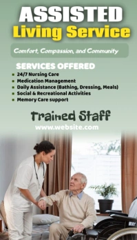 Grey Modern & Minimal Assisted Living Service Business Card template