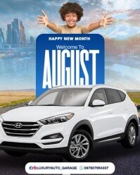 Grey Modern & Minimal August 2025 Auto Greeting Instagram Portrait template