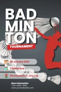 Grey Modern & Minimal badminton tournament Poster template