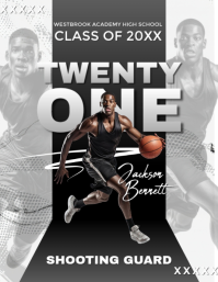 Grey Modern & Minimal Basketball Player Profile Flyer template