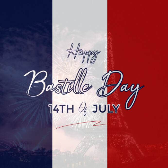 Grey Modern & Minimal Bastille Day Instagram Post template