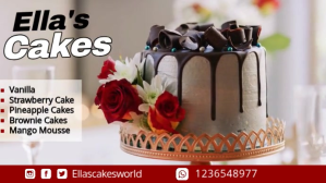 สีเทา Grey Modern & Minimal Cake Design Mobile Video  Digital Display (16:9) Digital Display Template
