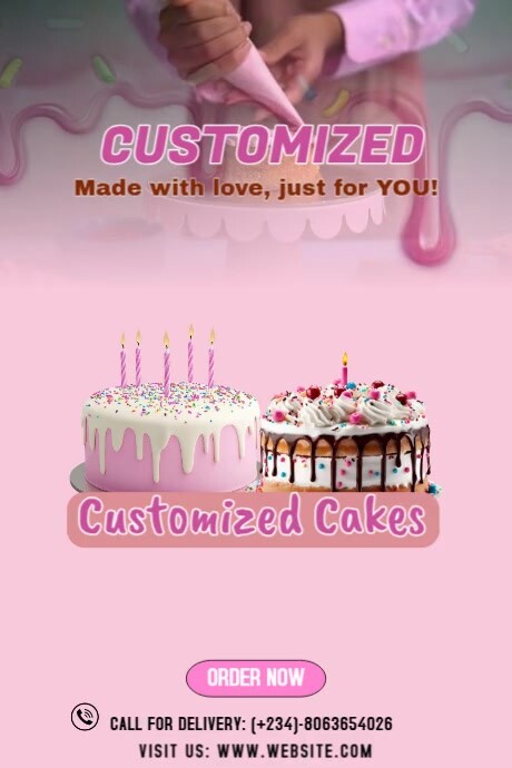 Grey Modern & Minimal Cake Design Template Poster