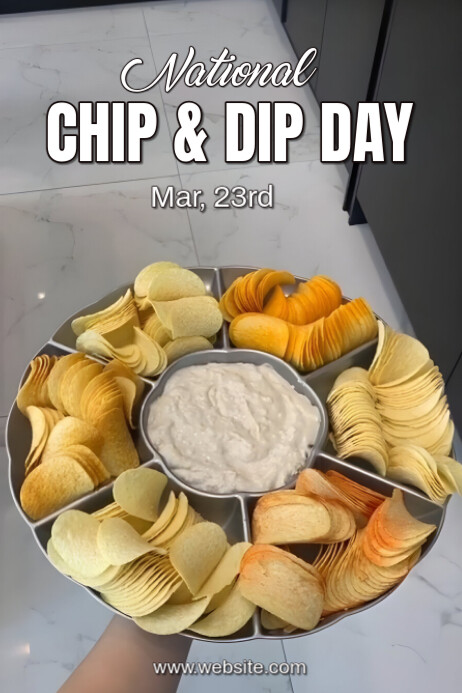 Grey Modern & Minimal Chip And Dip Day  Poster template