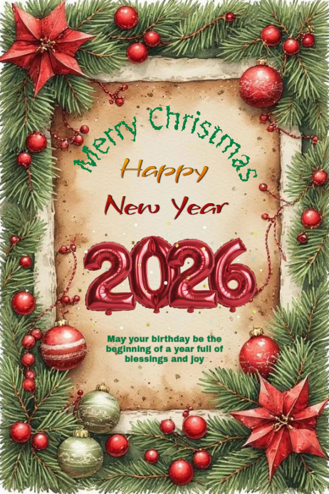 Copy of Grey Modern & Minimal Christmas And New Year Card Poster ...