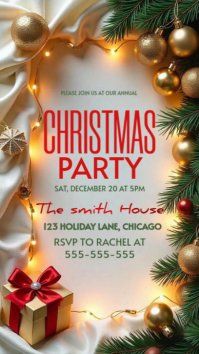 Grey Modern & Minimal Christmas Party Flyer  Digital Display (9:16) template