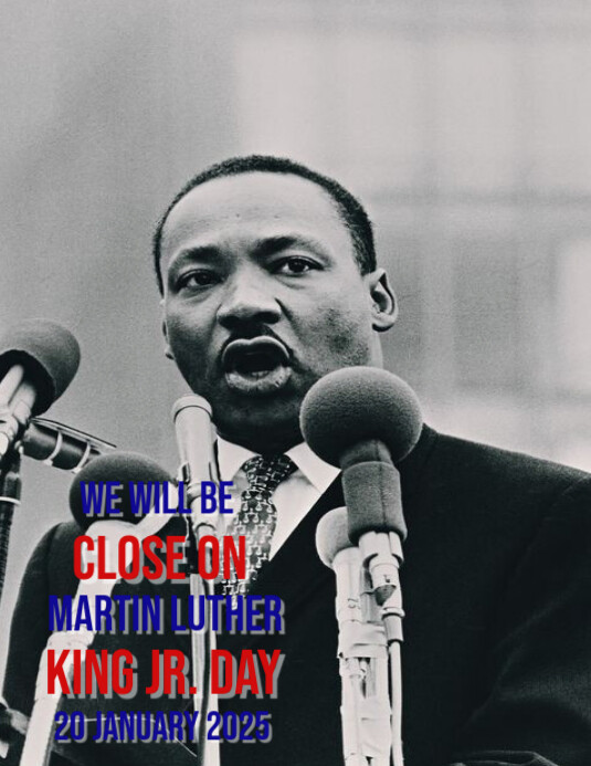 Grey Modern & Minimal Close For Martin Luther King Jr Day Flyer (us ...