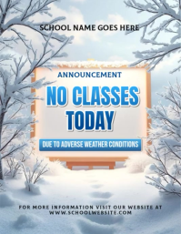 Grey Modern & Minimal Closed Due To Snow - School Closed Notice Flyer (us Letter) 传单(美国信函) template
