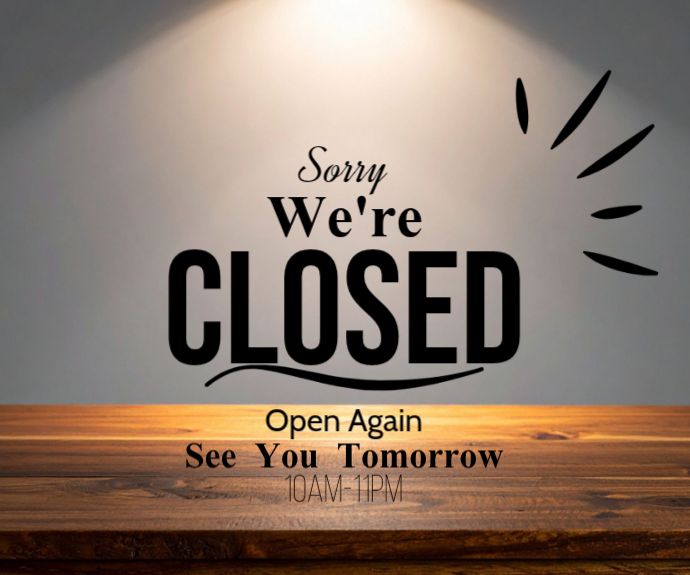 Grey Modern & Minimal Closed Sign Medium Rectangle Template | PosterMyWall