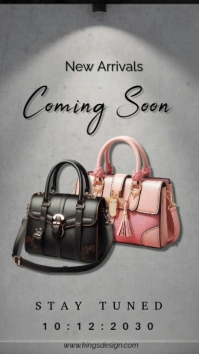 Grey Modern & Minimal Coming Soon  Digital Display (9:16) template