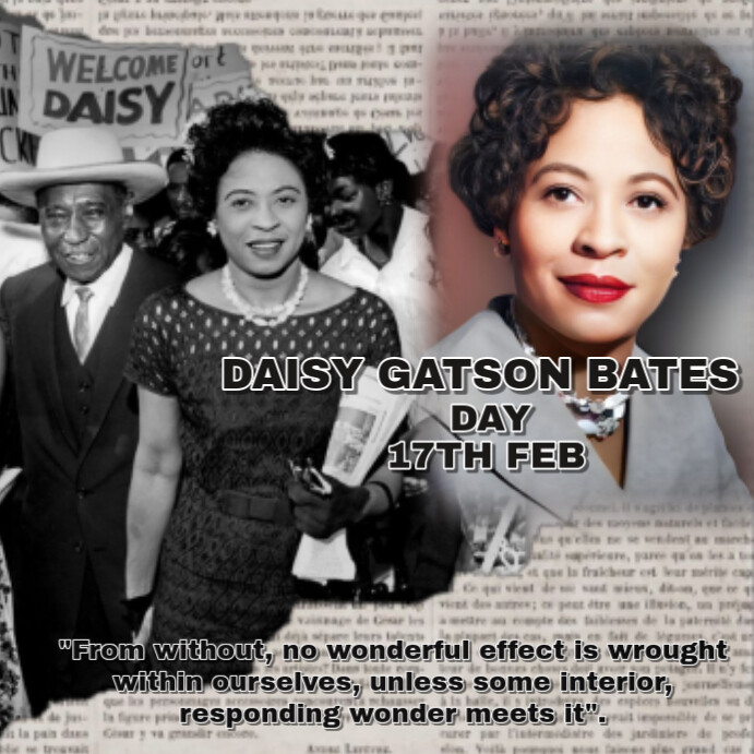 Grey Modern & Minimal Daisy Gatson Bates Day Instagram Post template