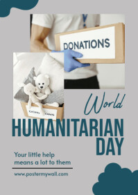 Grey Modern & Minimal Donations For World Humanitarian Day A4 template