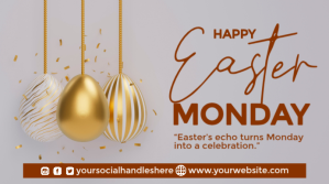 Grey Modern & Minimal Easter Monday Celebration Digital Display (16:9) template