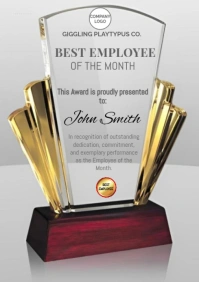 Grey Modern & Minimal Employee Crystal Award A3 template