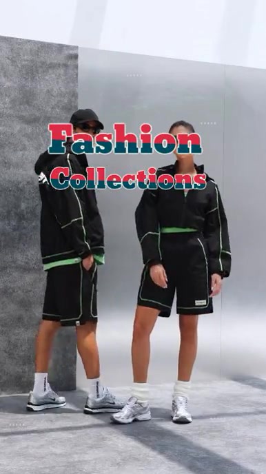 Grey Modern & Minimal Fashion Collection Outfits Instagram Reel template
