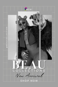 Grey Modern & Minimal Fashion Icon Shop Flyer Poster template