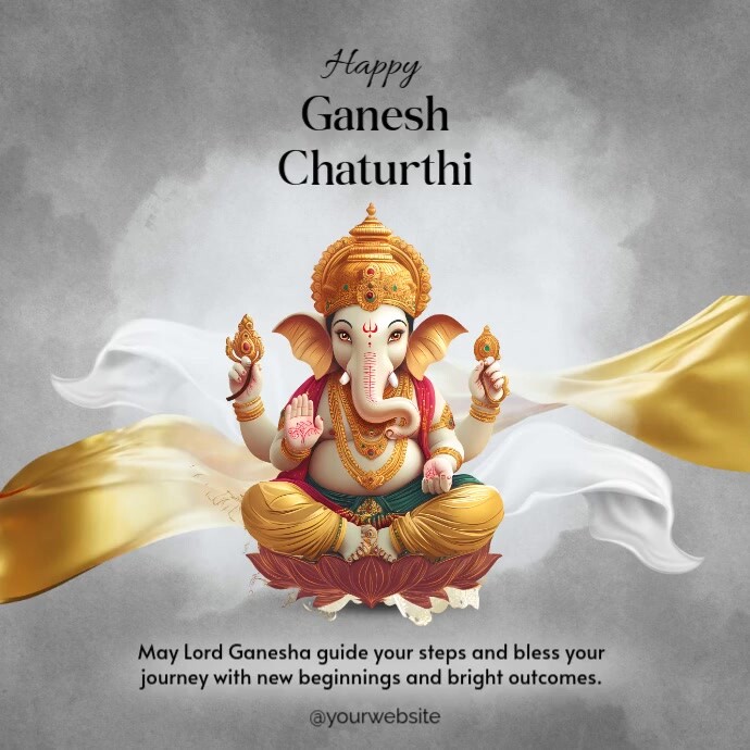 Grey Modern & Minimal Ganesh Chaturthi Square (1:1) template