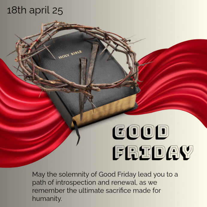 Grey Modern & Minimal Good Friday Instagram Post Template | PosterMyWall