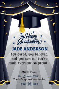 Grijs Graduation Announcement Poster Template